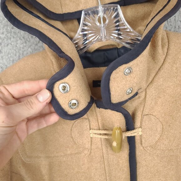 Tommy Hilfiger Jacket Womens Medium Brown Beige Full Zip Hooded 59% Wool - Picture 9 of 11